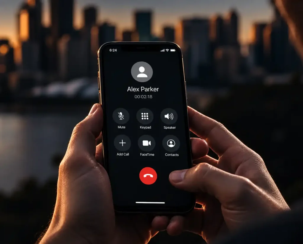Colaborador usando su línea corporativa Nextor Móvil en una llamada desde su teléfono